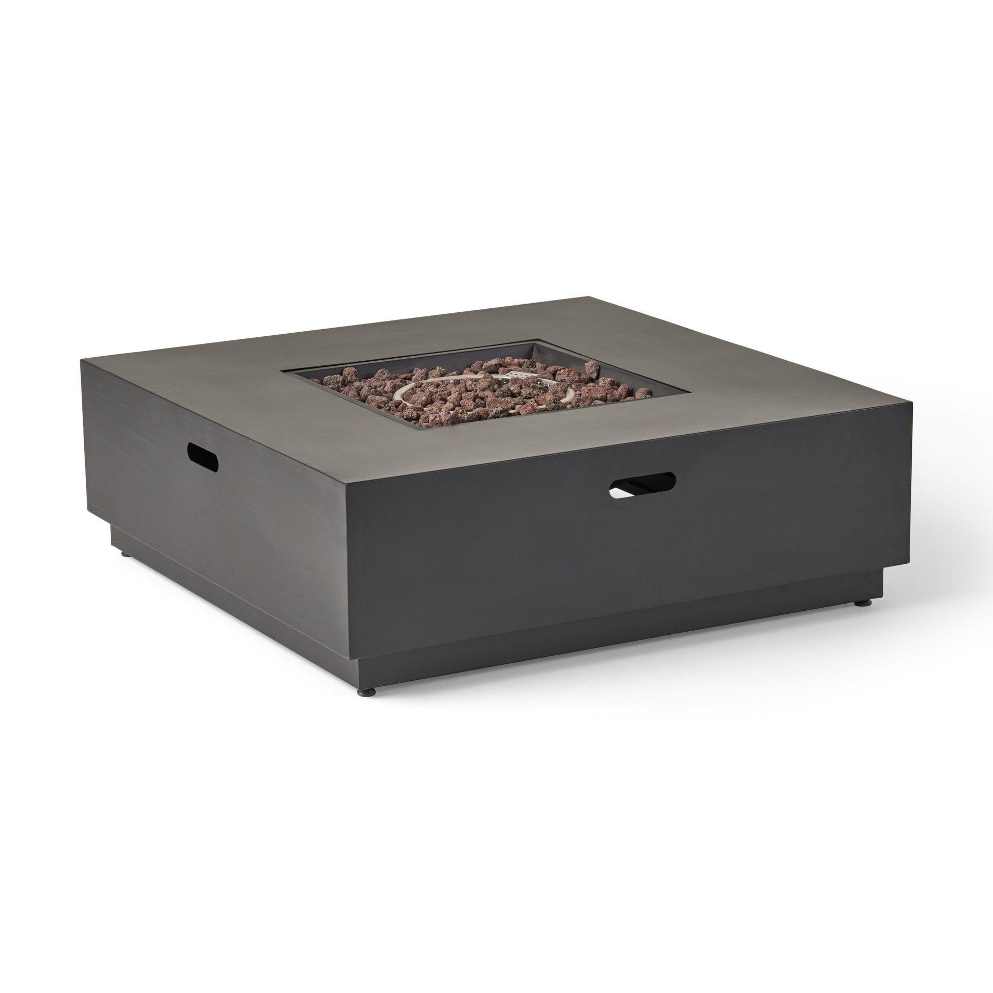 39'' Square Iron Fire Pit with lava rock bed, 50,000 BTU, HouseOfZazla on Tampa Home & Garden Store