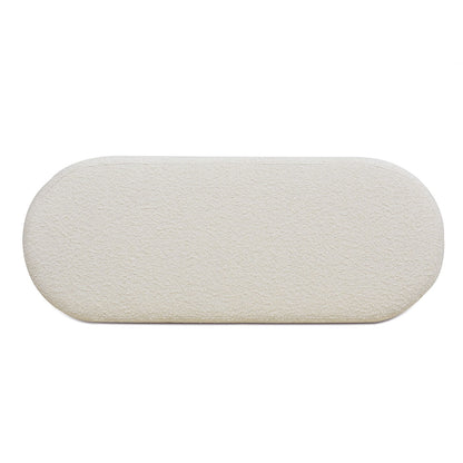 Fuji Upholstered Oval Storage Bench cream beige fabric, oval shape HouseOfZazla on Tampa Home & Garden Store