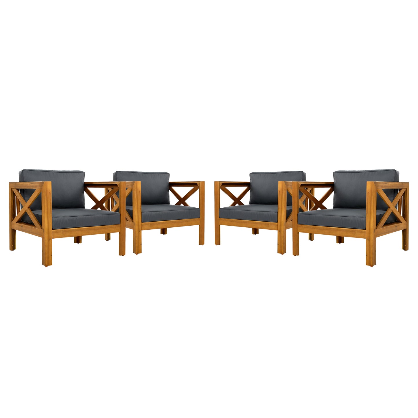 the Acacia Wood Armchair With Outdoor Cushions
