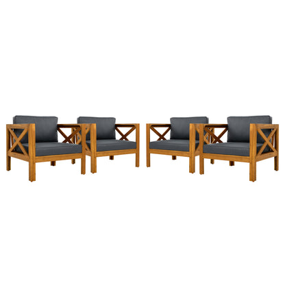 the Acacia Wood Armchair With Outdoor Cushions