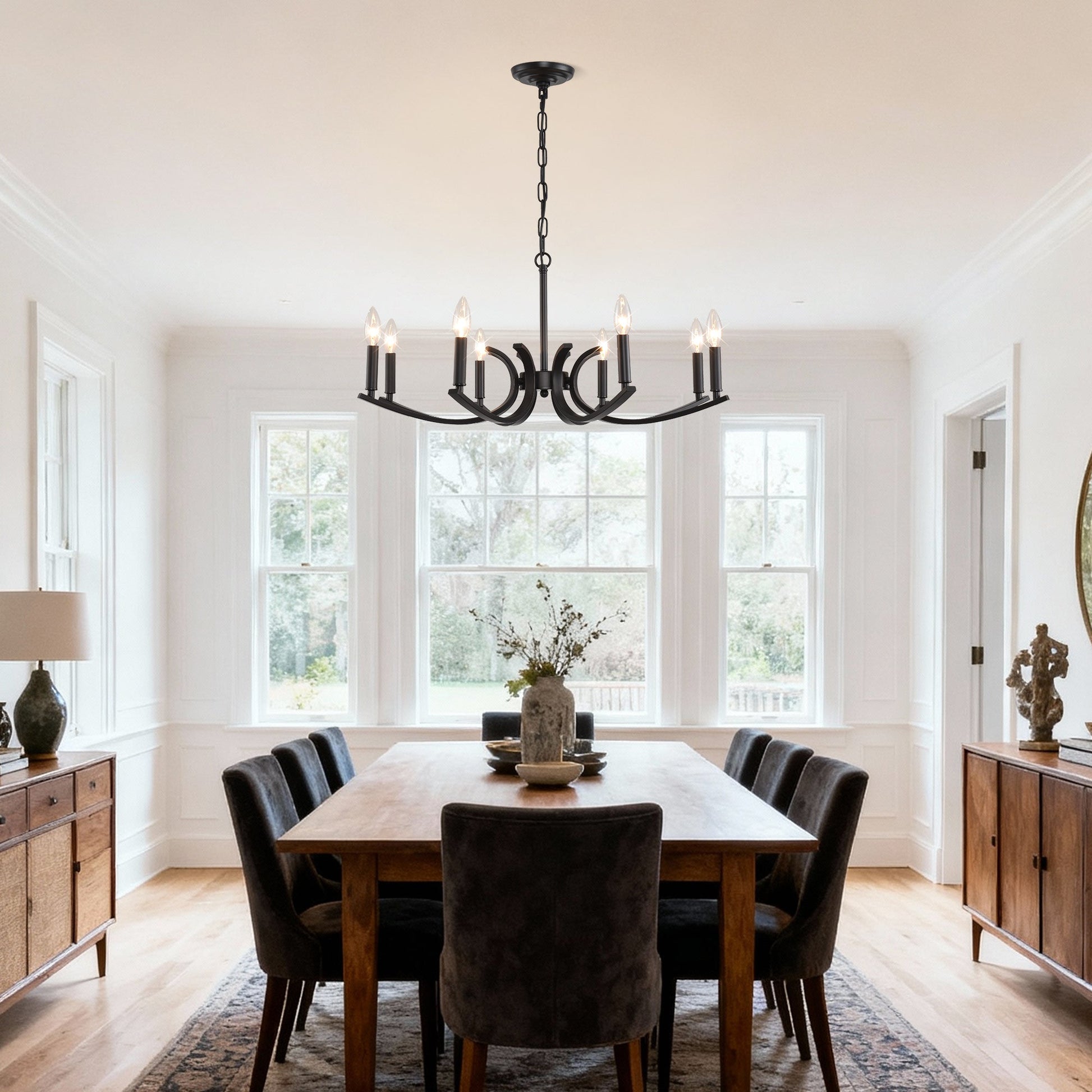 8-Light Farmhouse Chandelier in black metal by HouseOfZazla on Tampa Home & Garden Store