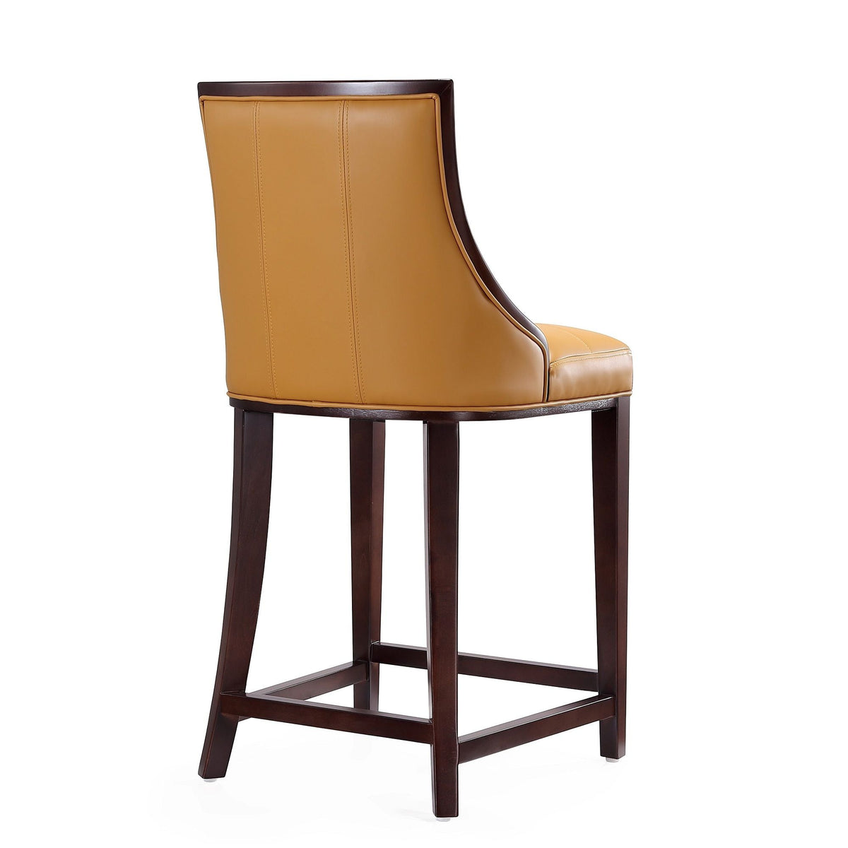 White Bar Height Stool with Solid Wood Frame and tan leather upholstery by HouseOfZazla on Tampa Home & Garden Store