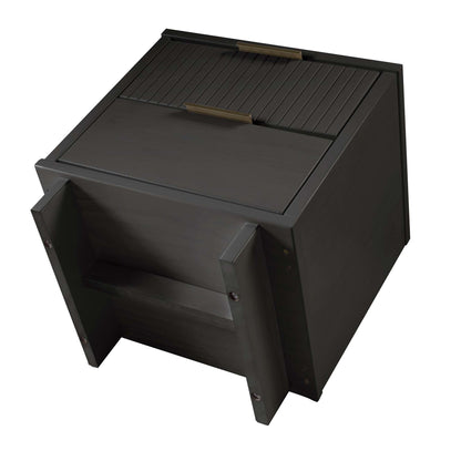 Granville Nightstand with 2 Drawers in dark espresso solid wood, brass hardware, slatted top on Tampa Home & Garden Store