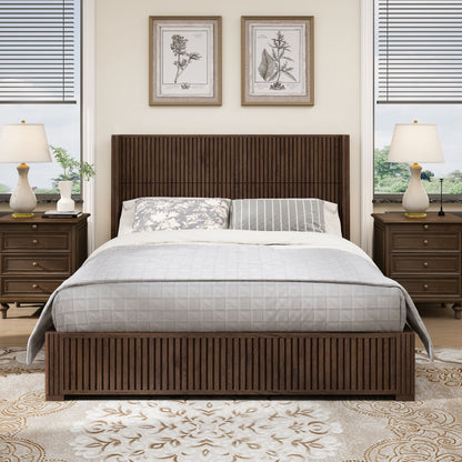 Modern Platform Bed Frame with Tall Headboard