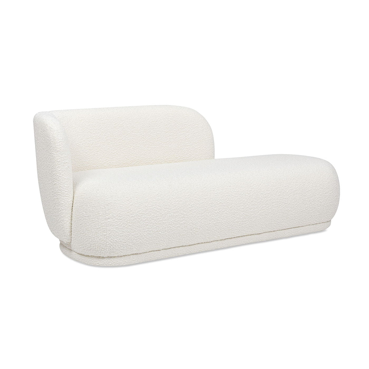Ivory white modern rounded chaise lounge with faux sheepskin upholstery by HouseOfZazla on Tampa Home & Garden Store