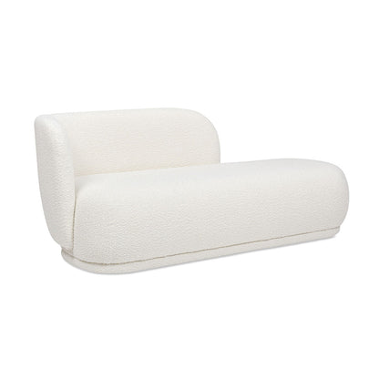 Ivory white modern rounded chaise lounge with faux sheepskin upholstery by HouseOfZazla on Tampa Home & Garden Store