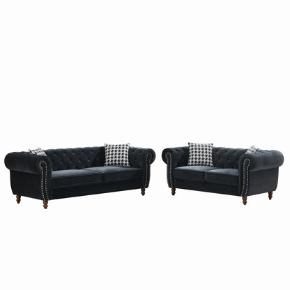 Chesterfield 3 and 2 Seater Fabric Sofa Set
