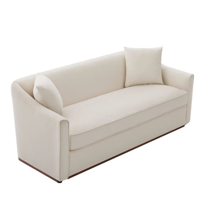 Modern 3 Seat Sofa With Chenille And Two Pillows
