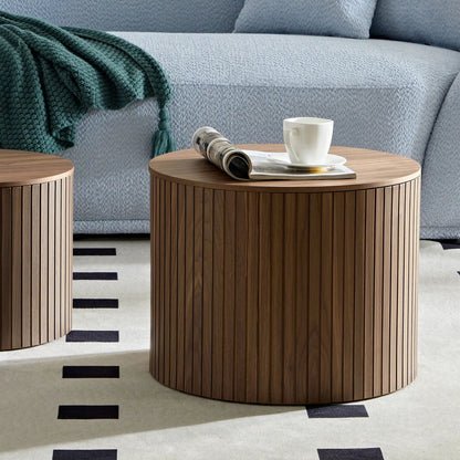 Handcrafted Nested Table Set, 2 Pieces in wood with vertical slats by Unique Piece Furniture on Tampa Home & Garden Store