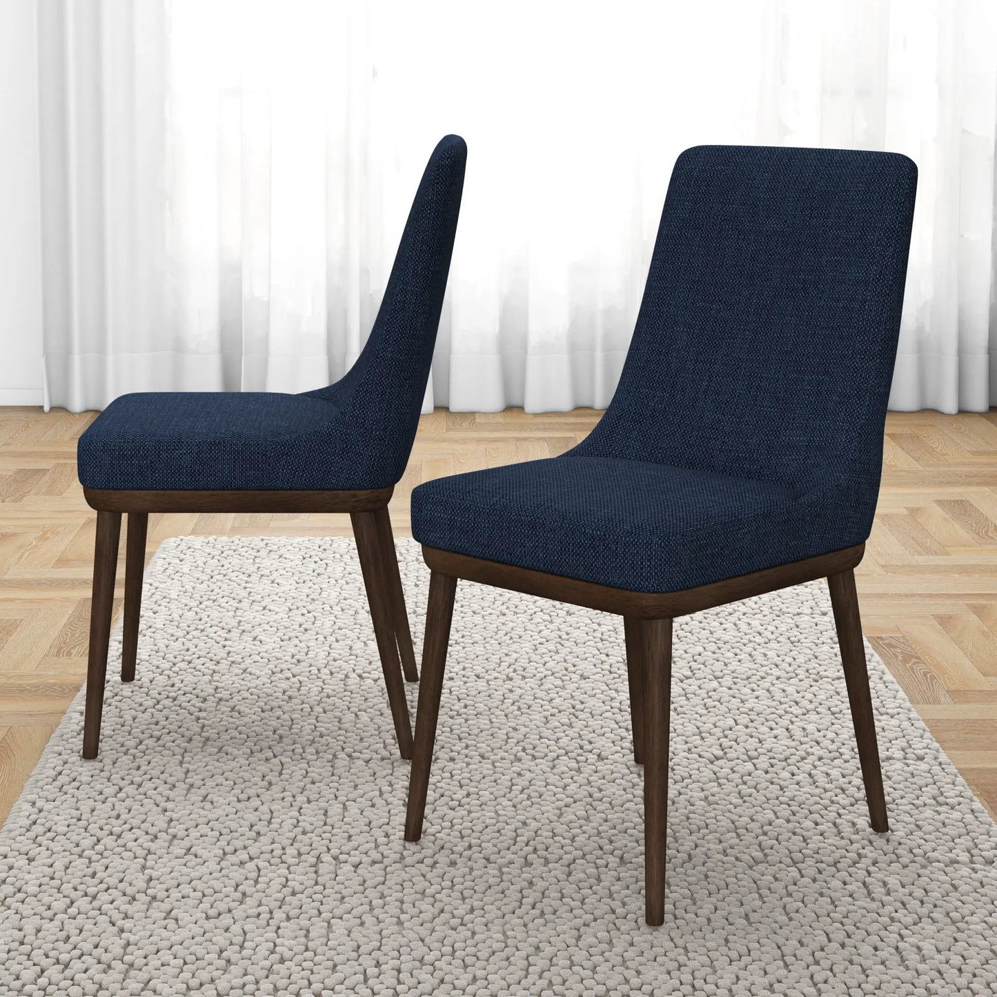 Kate dining chair set 2 navy fabric with dark wood legs Unique Piece Furniture on Tampa Home & Garden Store