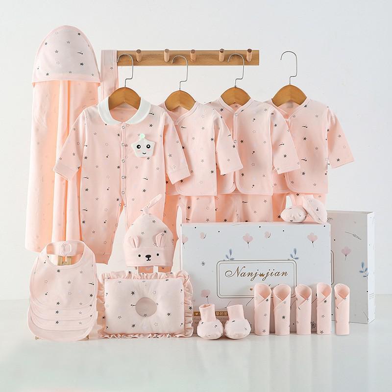 Newborn pink gift-box set of star-print baby outfits with hats, bibs, booties by Sell My Stuff on Tampa Home & Garden Store
