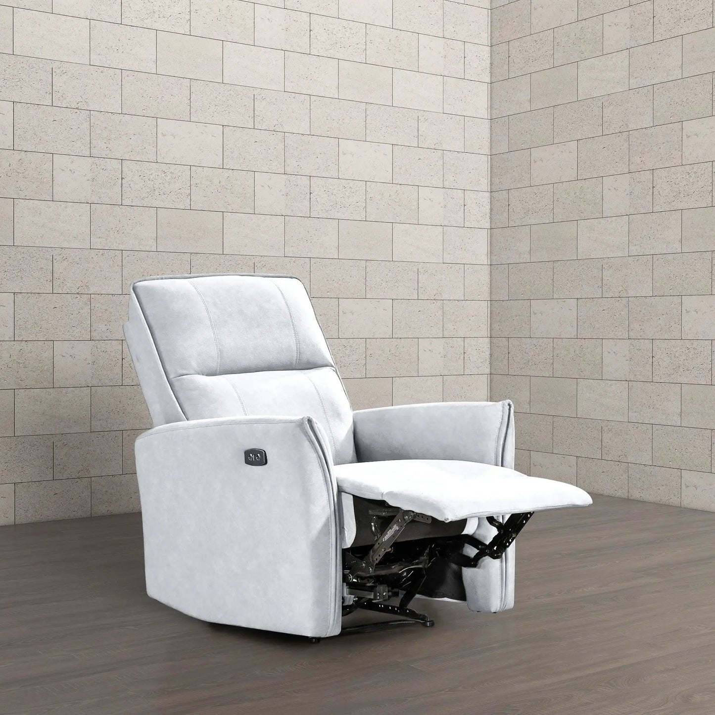 Asheville suede recliner chair in light gray with power footrest by Unique Piece Furniture on Tampa Home & Garden Store