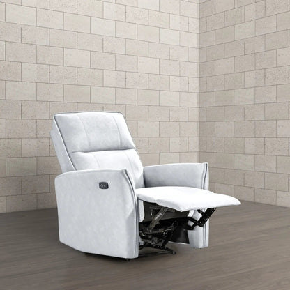 Asheville suede recliner chair in light gray with power footrest by Unique Piece Furniture on Tampa Home & Garden Store