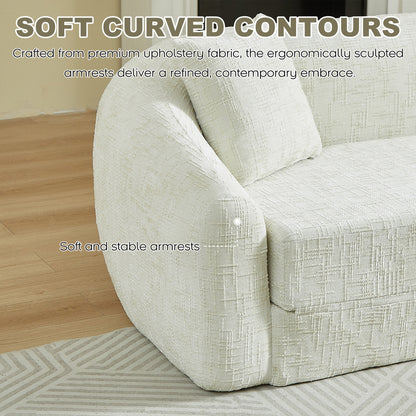 Chenille Curved Convertible Sofa And Recliner