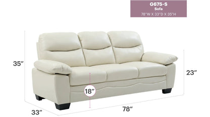 Marta sofa by Unique Piece Furniture, cream leather stationary 3-seat on Tampa Home & Garden Store