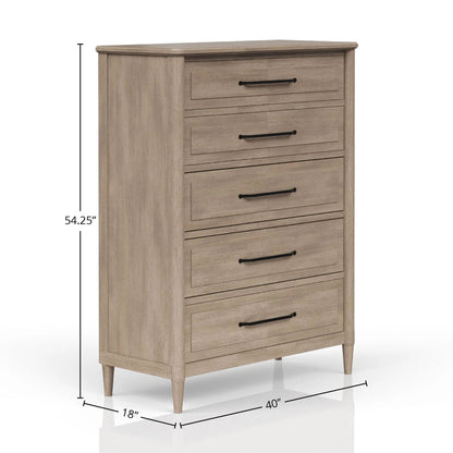 5 Drawer Chest in Sand Finish with Cedar Bottom