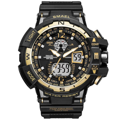 Stevvex sport watch LED digital quartz display black gold military design 50M water resistant on Tampa Home & Garden Store