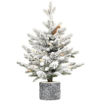 2ft flocked Christmas tree with stone pot base, snowy needles and pine cones by HouseOfZazla on Tampa Home & Garden Store