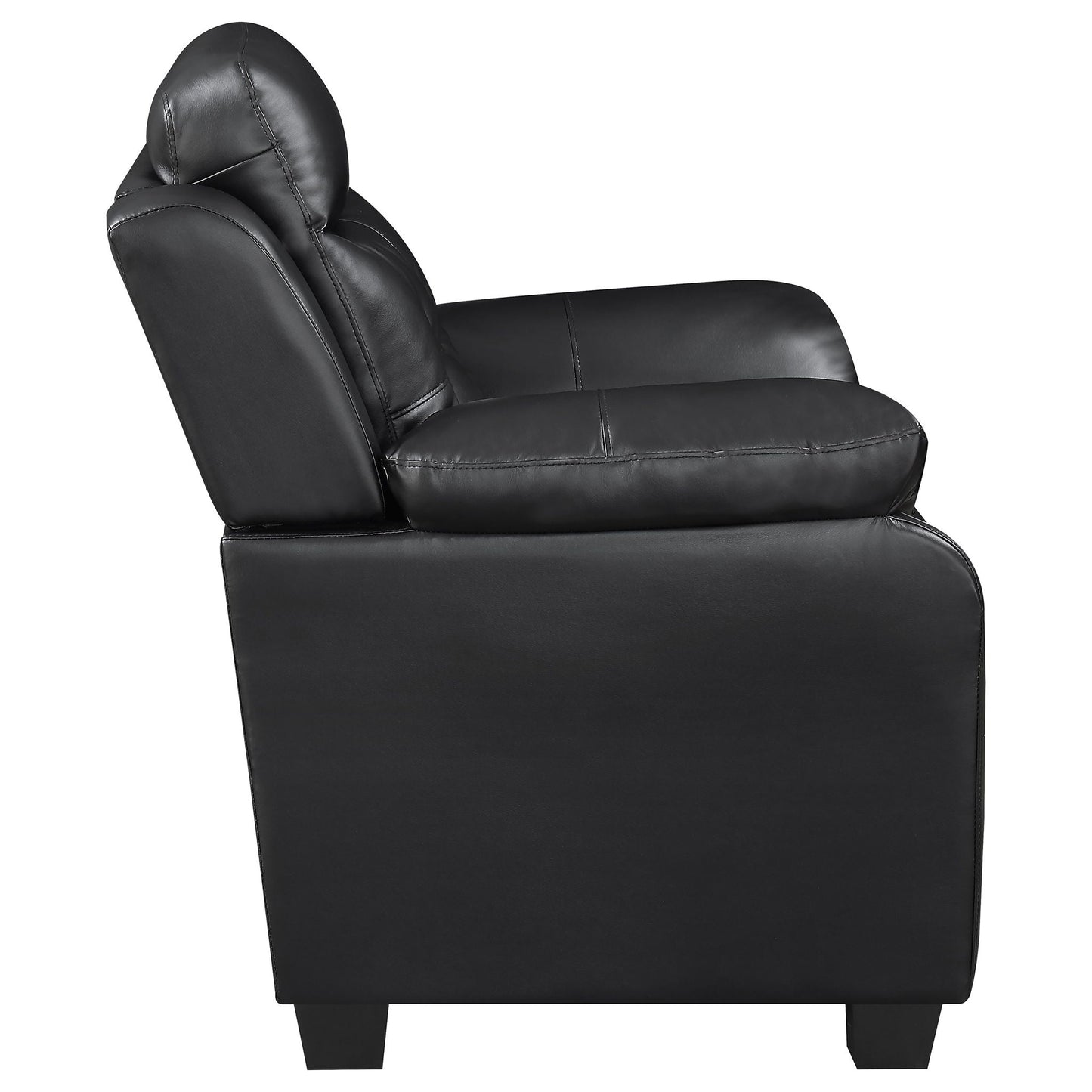 Eaton Black Padded Sofa and Tufted Backrest