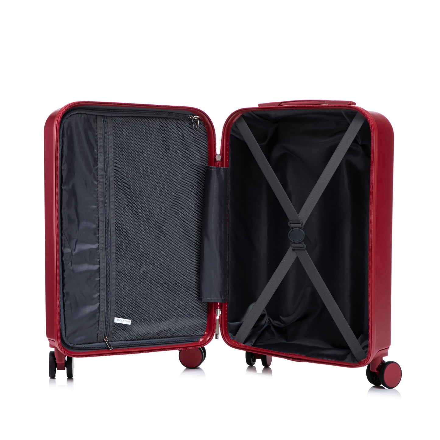 2-piece red ABS spinner luggage set with front-opening design; mesh pocket on Tampa Home & Garden Store