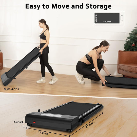Tapis de course de bureau, tapis de marche, tapis de course portable 2-en-1, écran LED à distance avec poignée (120 kg)