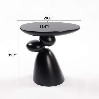 Lucky Stone Shaped End Table with sculptural black base and glossy round top on Tampa Home & Garden Store