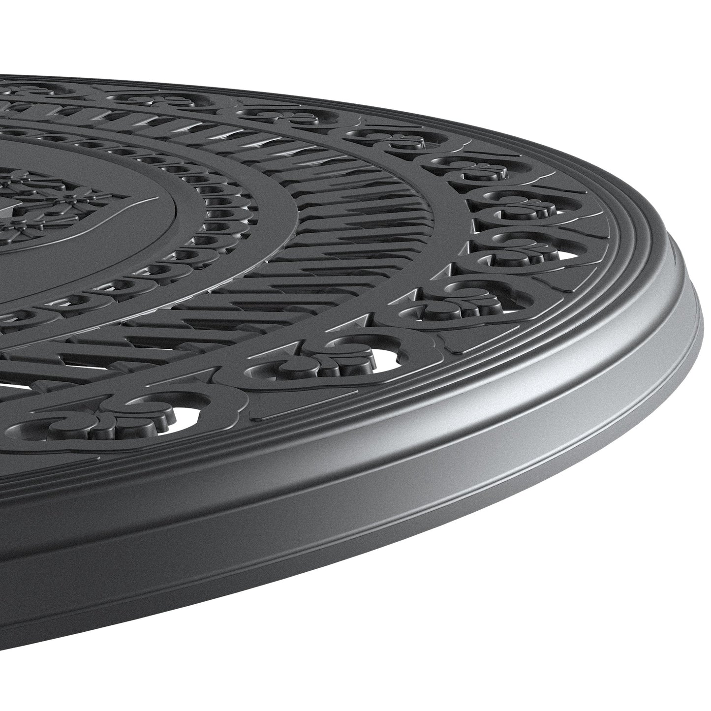 Ø39.37-inch Cast Aluminum Patio Dining Table With Black Frame and Umbrella Hole - Tampa Home & Garden Store