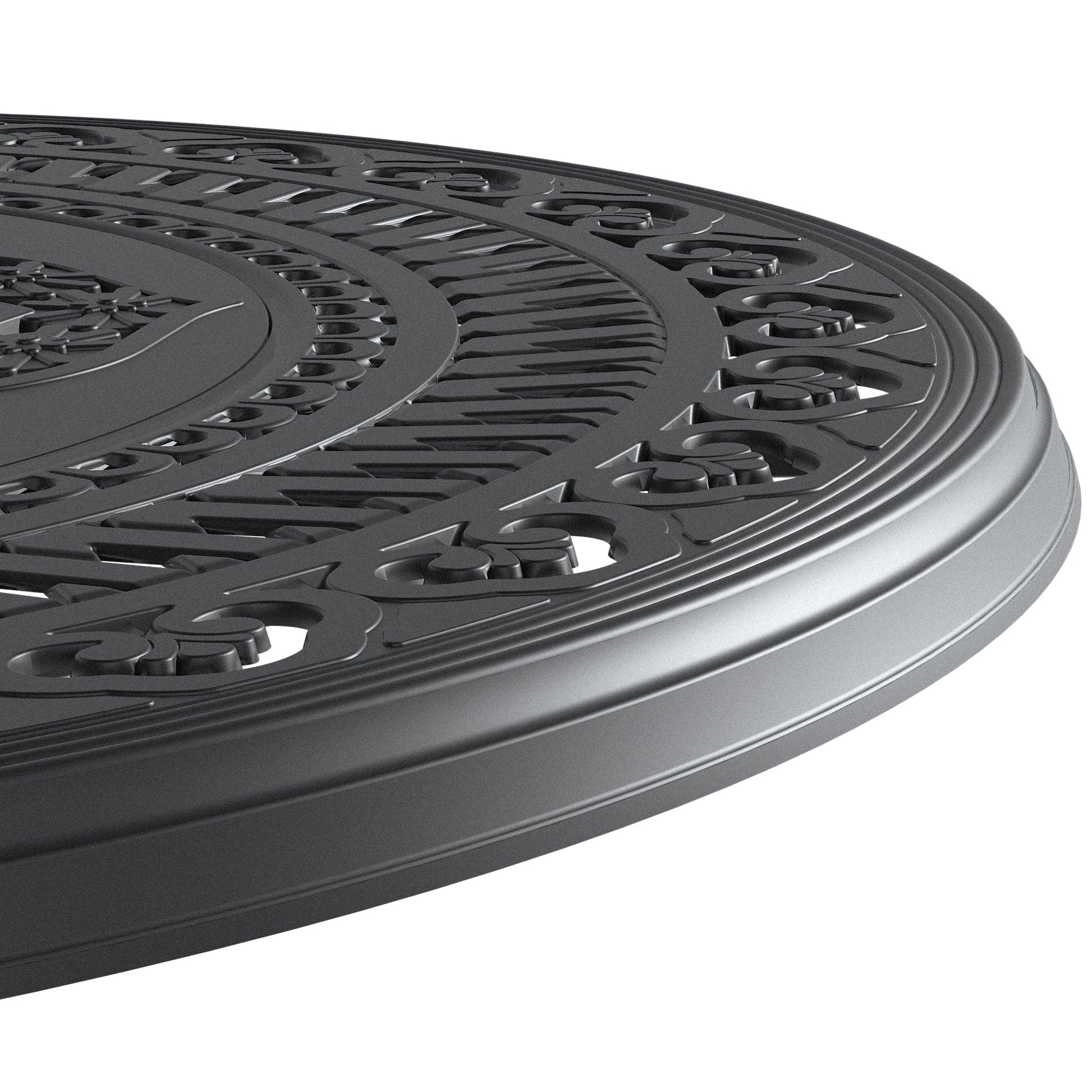 Ø39.37-inch Cast Aluminum Patio Dining Table With Black Frame and Umbrella Hole - Tampa Home & Garden Store