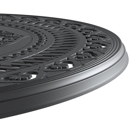Ø39.37-inch Cast Aluminum Patio Dining Table With Black Frame and Umbrella Hole - Tampa Home & Garden Store