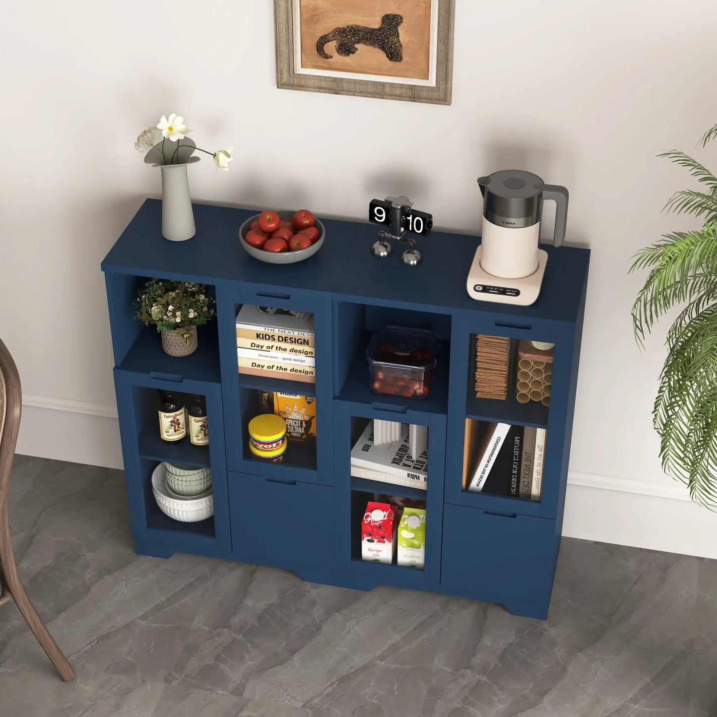 Modern Cabinet with Glass Doors and Drawer