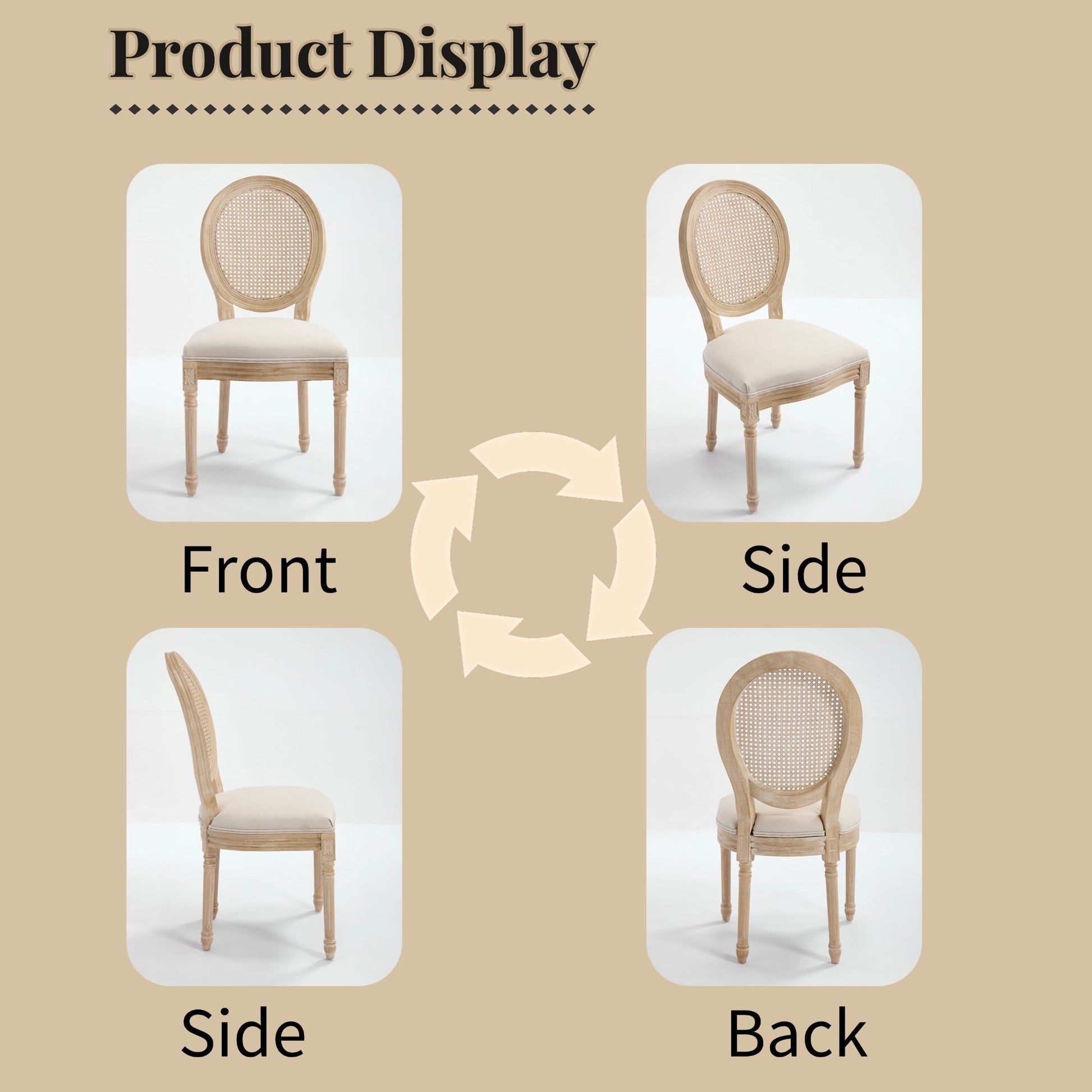 French Country Dining Chairs set of 2, upholstered seats with rattan back, HouseOfZazla on Tampa Home & Garden Store