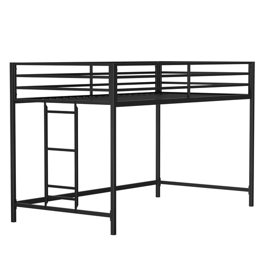 Twin loft bed frame in black with full-length guardrails and reversible ladder HouseOfZazla on Tampa Home & Garden Store