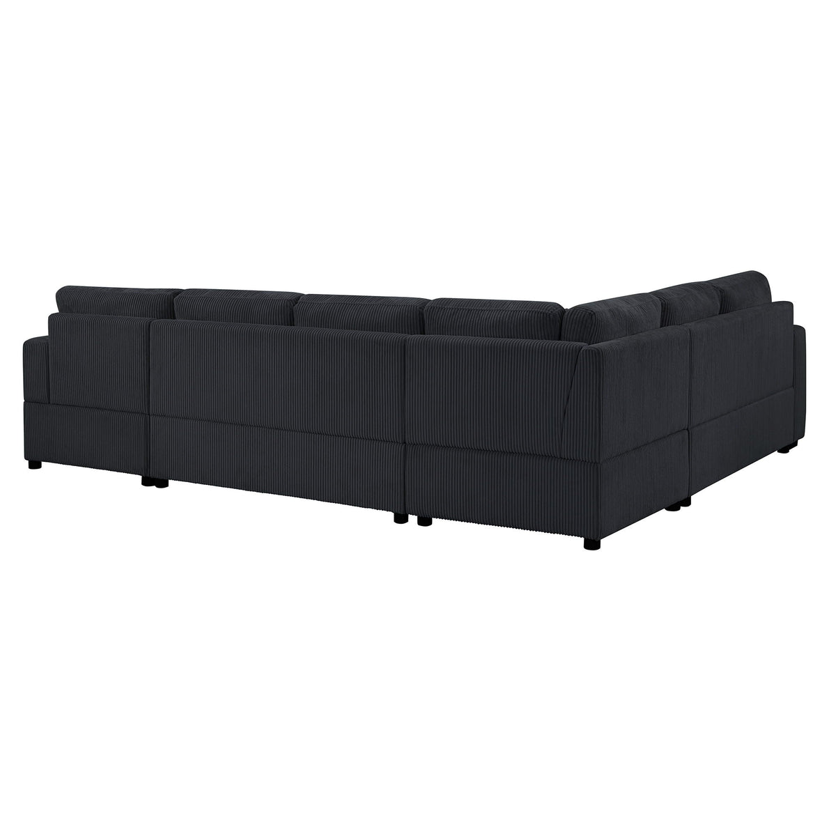 Oversized U-Shaped Sectional Sofa Chaise in dark charcoal fabric with three pillows on Tampa Home & Garden Store