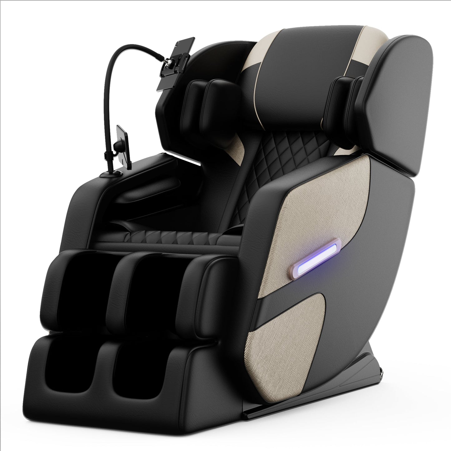 Massage chair recliner with zero gravity and full body air pressure black beige upholstery on Tampa Home & Garden Store