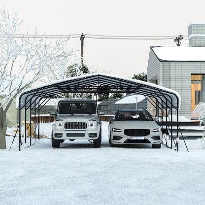 Heavy Duty Carport All Weather Shelter in black frame by HouseOfZazla shielding two cars on Tampa Home & Garden Store
