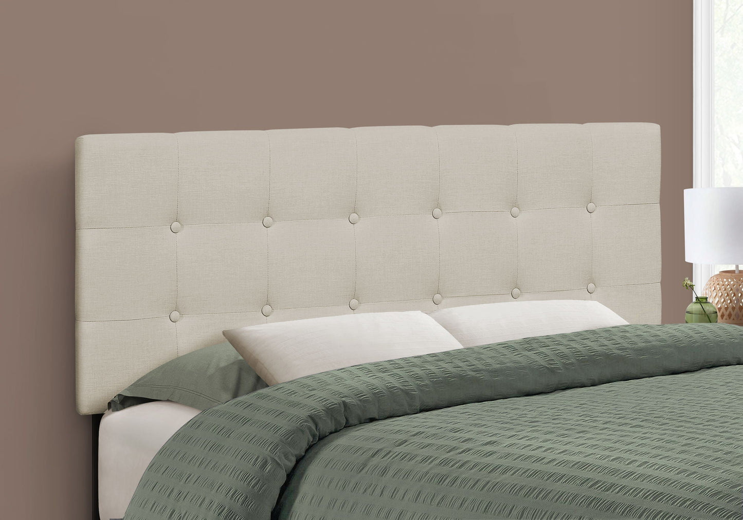 Full Size Beige Tufted Upholstered Headboard