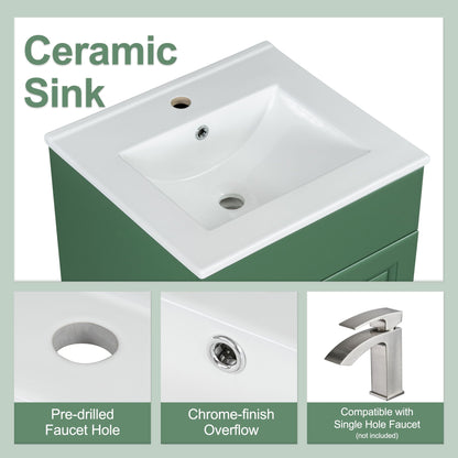 Bathroom vanity with ceramic sink, green cabinet by HouseOfZazla on Tampa Home & Garden Store