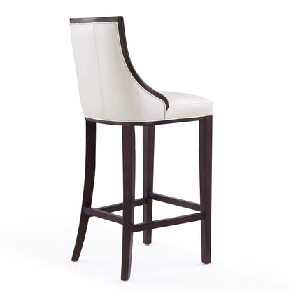 White bar-height stool with solid wood frame and dark espresso legs, HouseOfZazla on Tampa Home & Garden Store