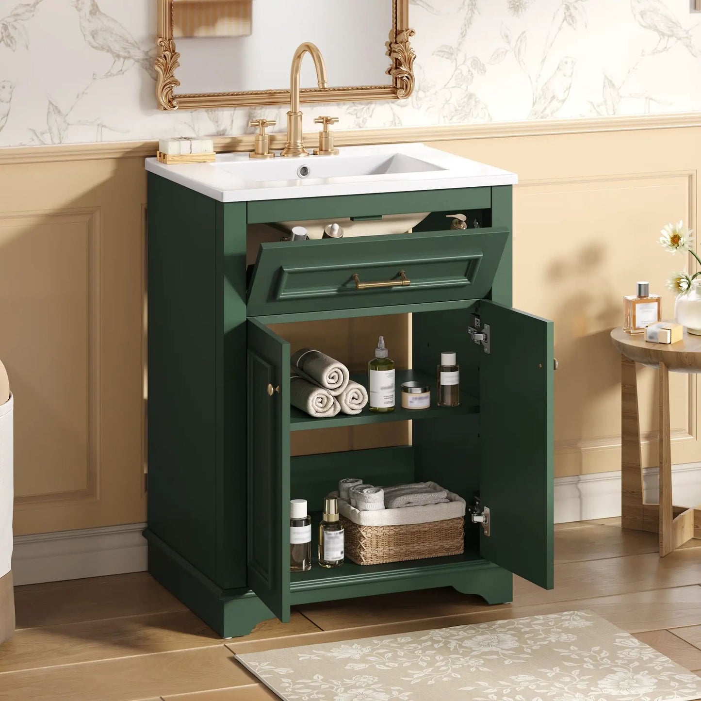 Bathroom Vanity With Integrated Sink and Cabinet