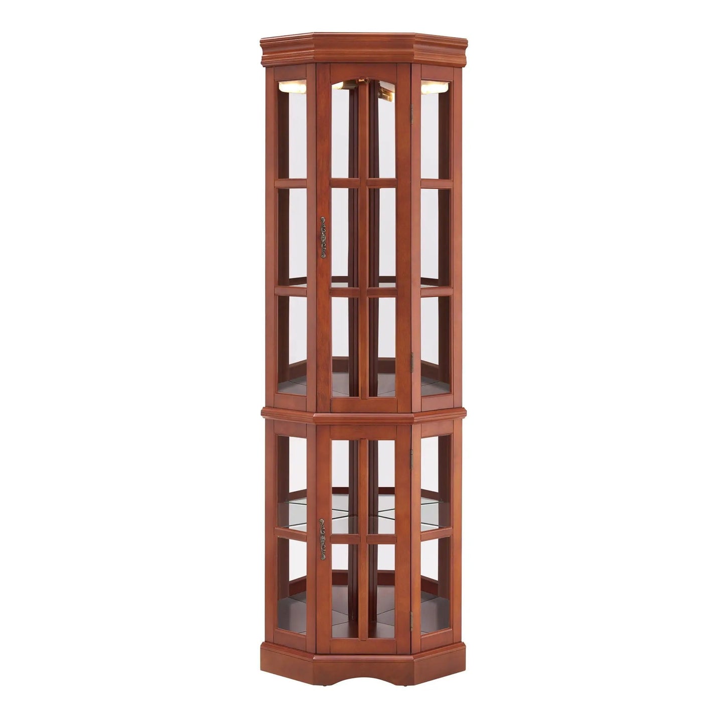 Corner Curio Cabinet with 5 Shelves and Lighting