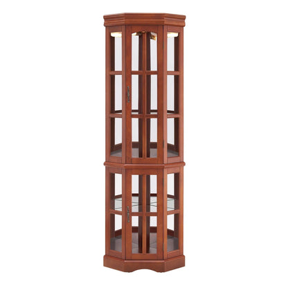 Corner Curio Cabinet with 5 Shelves and Lighting