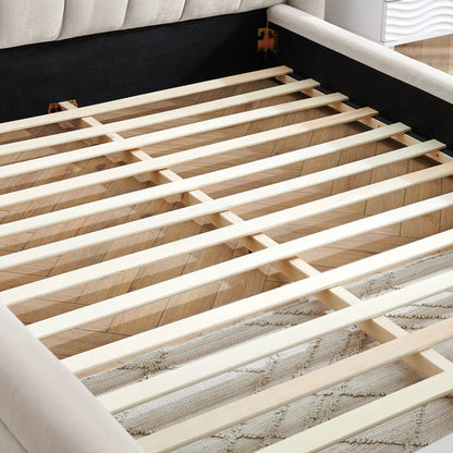 Modern Upholstered Bed Frame With Thick Fabric