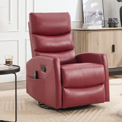 Heat Massage Manual Recliner Chair by HouseOfZazla in burgundy leather with rocker and swivel on Tampa Home & Garden Store