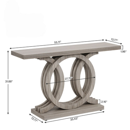 Console Table gray wood top with geometric circular ring base by HouseOfZazla on Tampa Home & Garden Store
