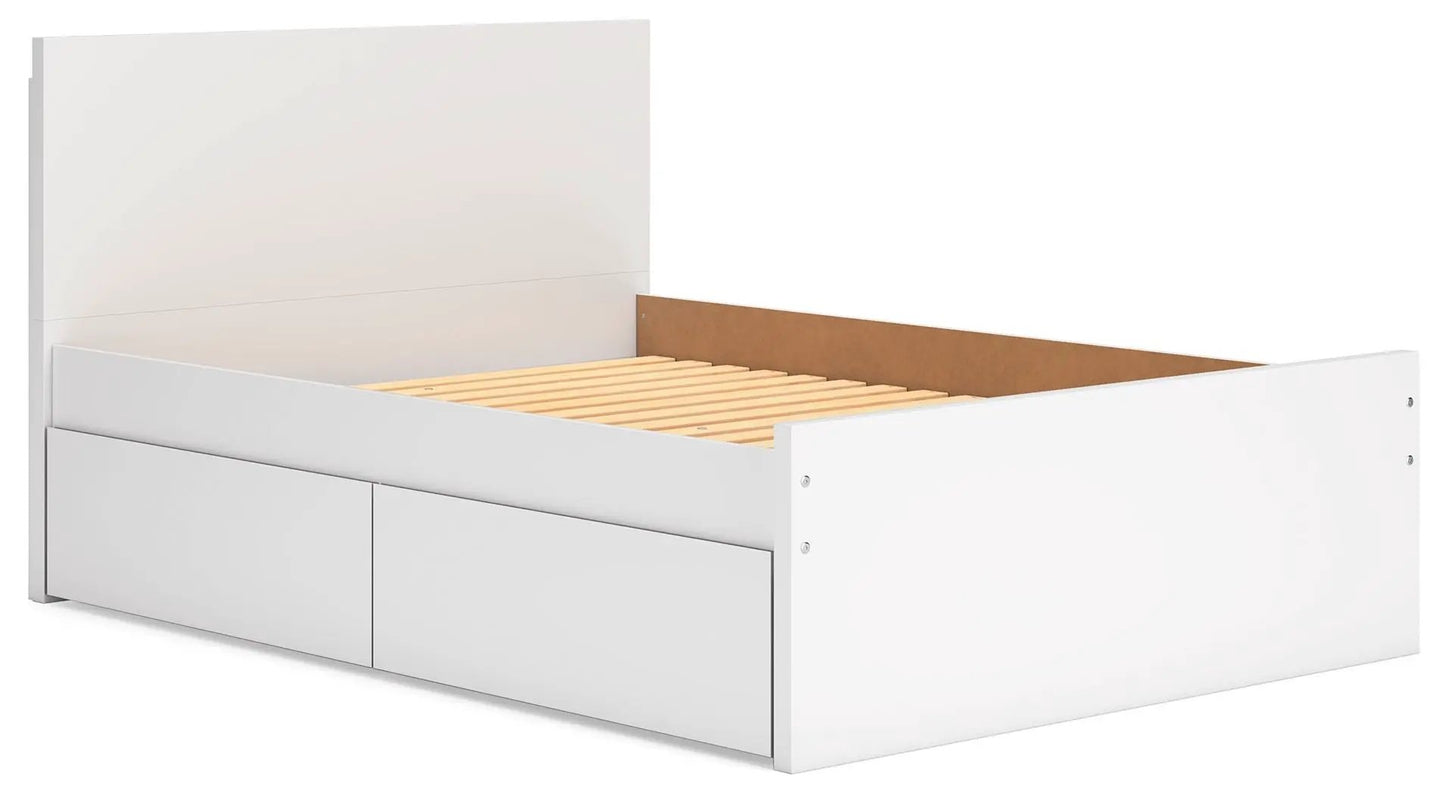 Onita panel platform bed with white finish and built-in storage drawers on Tampa Home & Garden Store