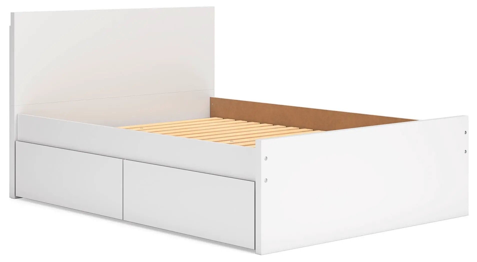 Onita panel platform bed with white finish and built-in storage drawers on Tampa Home & Garden Store