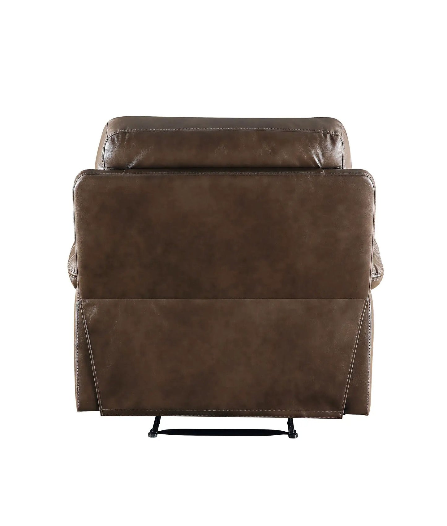 Aashi brown leather gel-match recliner chair back view with visible headrest and stitching on Tampa Home & Garden Store