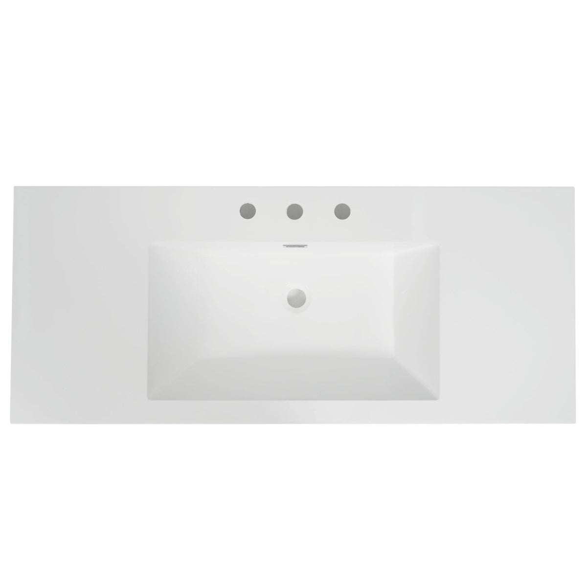 White resin vanity top with rectangular basin, three faucet holes, HouseOfZazla on Tampa Home & Garden Store
