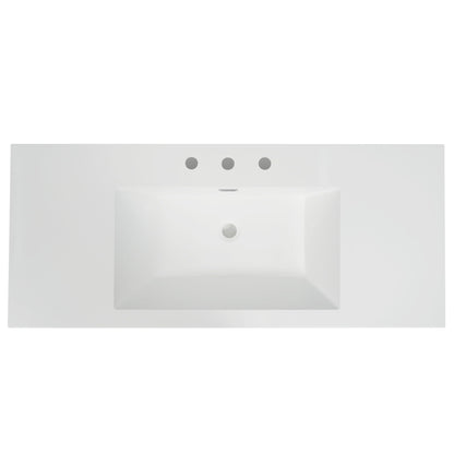 White resin vanity top with rectangular basin, three faucet holes, HouseOfZazla on Tampa Home & Garden Store