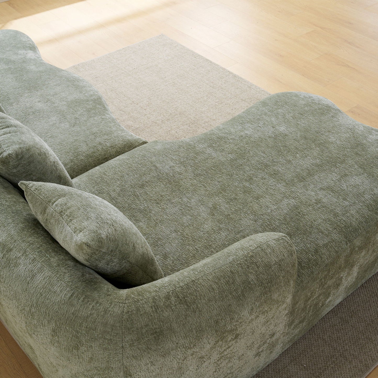 Modular L-Shape Sectional Sofa With Curved Chaise in sage green textile by HouseOfZazla on Tampa Home & Garden Store